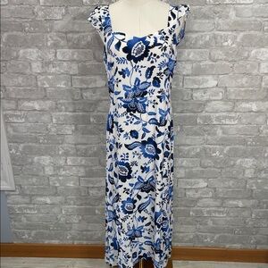 LOFT Blue and White Floral Maxi Dress